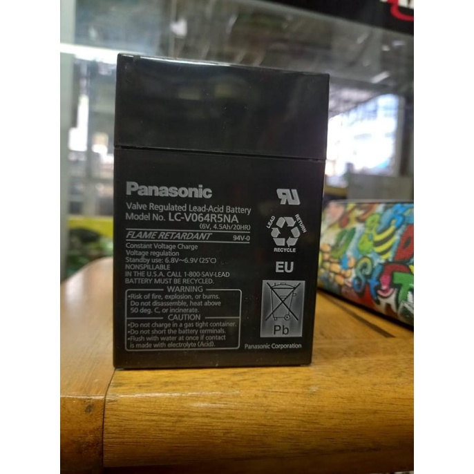 Baterai Aki / Accu Kering 6V 4,5AH Tipe LC-V064R5NA Merk Panasonic