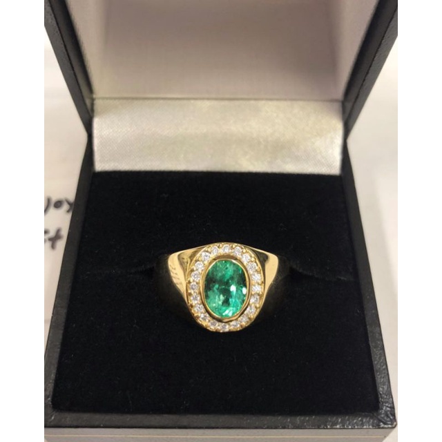natural [EMERALD BERYL COLOMBIA MINOR OIL 4.15CT WITH RING PERAK 925 HM] zamrud colombia emban cinci