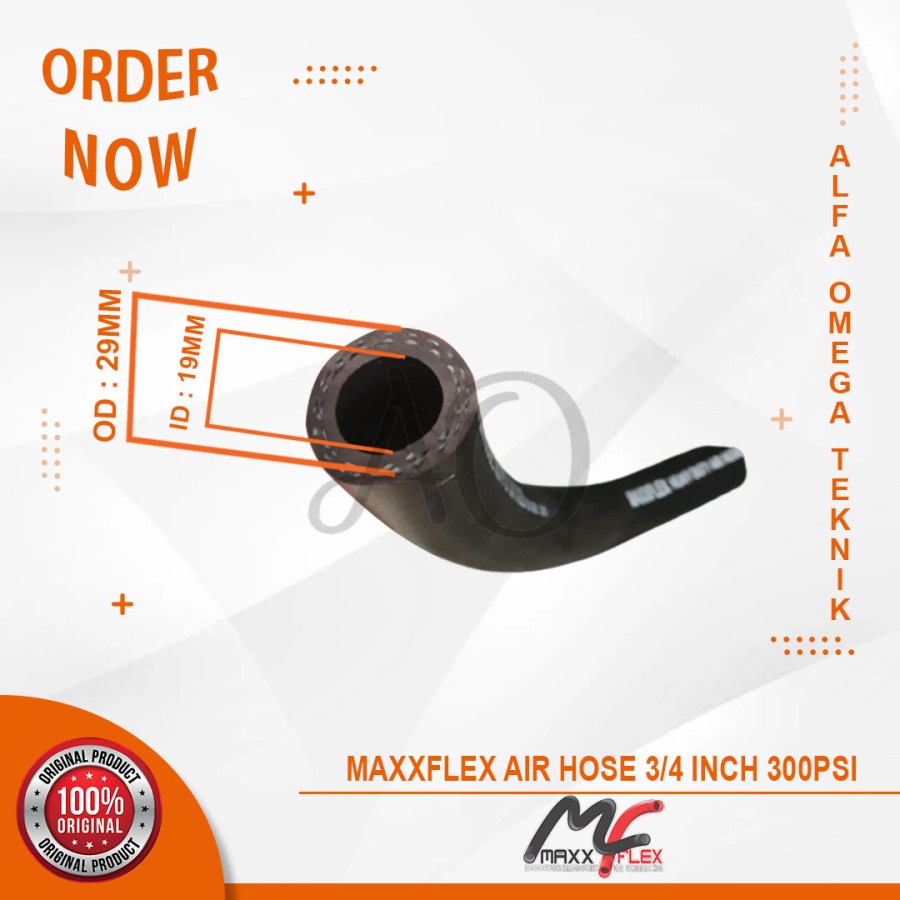 MAXXFLEX AIR HOSE RUBBER 3/4 INCH SELANG ANGIN KARET BENANG 20 BAR