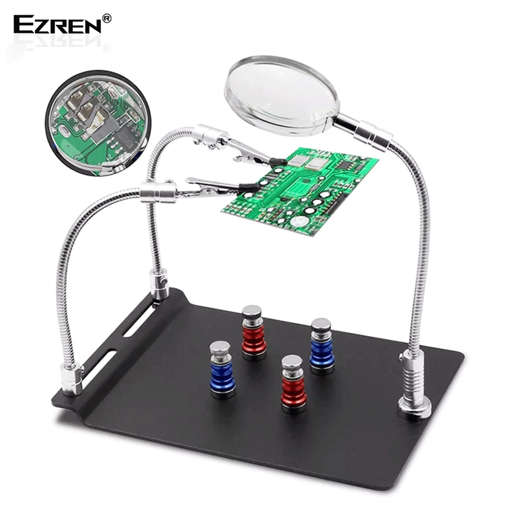 Ezren TE-804 Papan Penjepit PCB 3x Kaca Pembesar Magnetic Palte Clam