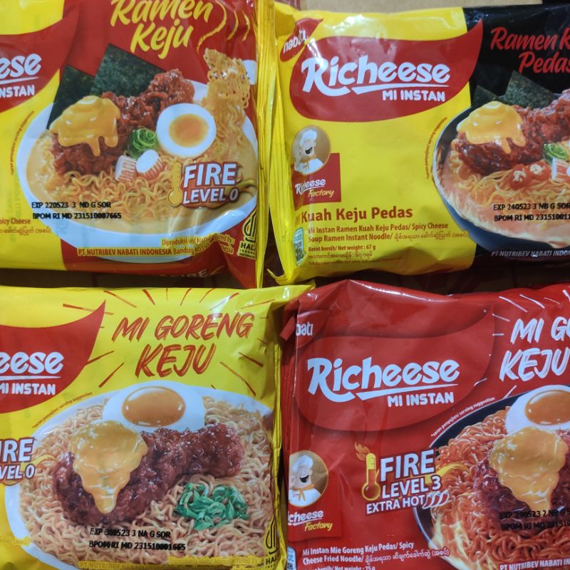 

Mi Instan Nabati Richeese Mie Ramen Keju Goreng Pedas