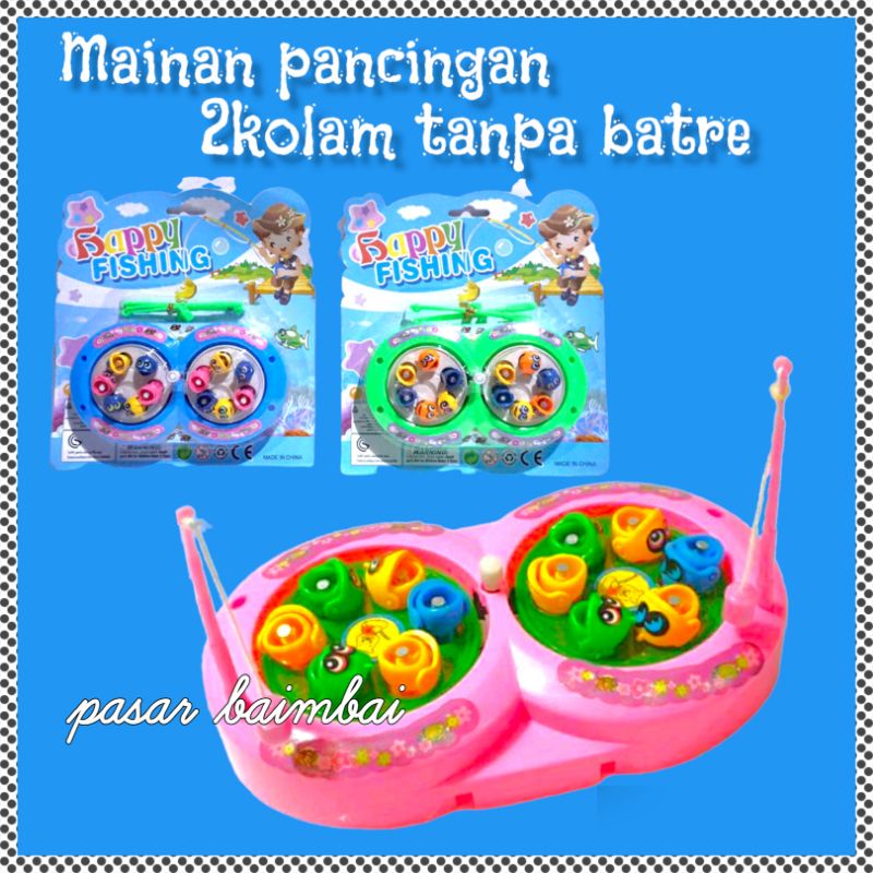 MAINAN ANAK PANCINGAN IKAN 2 KOLAM HAPPY FISHING GAME PANCING IKAN TANPA BATRE  MAINAN PANCINGAN ANAK MURAH BANJARMASIN