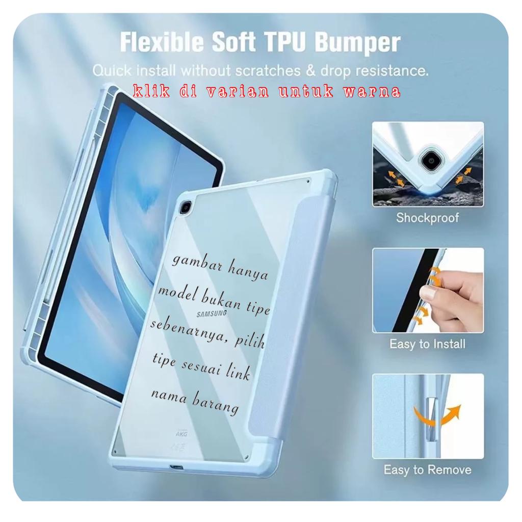 DETACHABLE MIKA FLIP CASE SAMSUNG Tab A7 Lite 8.7 inch (T220 / T225) / Tab A7 10.4 inch 2020 (T500 / T505) With PENCIL HOLDER BISA DI LEPAS