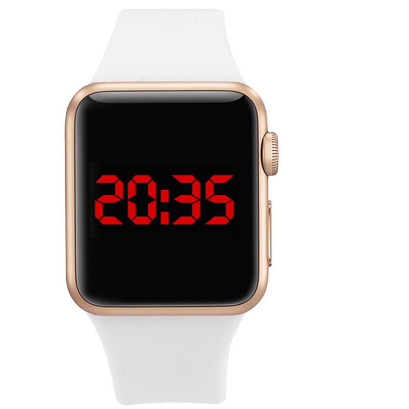 【KOK】✅COD Jam Tangan Couple Tahan Air Cerdas LED Watch Elektronik  Jam tangan LED mewah anti air untuk pelajar 1 PC-Emas Mawar Putih