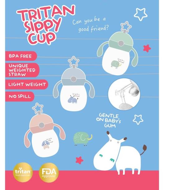 Sugar Baby TRITAN Sippy Cup Star (280 ml , 9 mo+) - Soft Pink