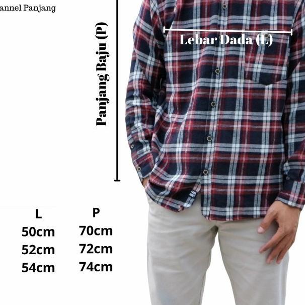 kemeja flanel pria lengan panjang Kemeja flanel pria 023 - h43, M