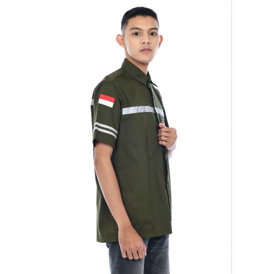 Atasan wearpack tangan pendek/kemeja safety bisa tambah bordir/seragam kerja kantor murah/baju karyawan tambang lapangan