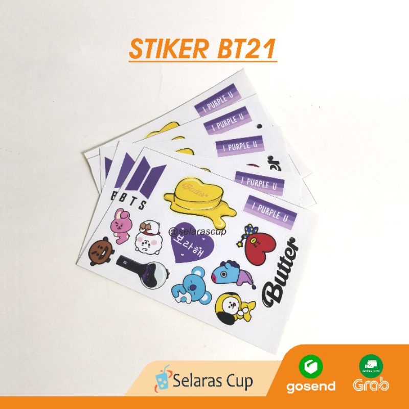 ISI 5 stiker bt21 - sticker bts army butter - stiker kpop