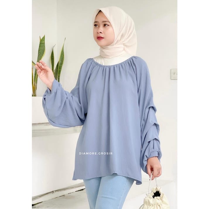 BEFAST - ZEC OOTD Blouse ELLA / Kaerin Blouse CRINCLE / Blouse Wanita Model Terbaru / Pakaian Kerja Wanita Casual / Blouse Polos Formal / Atasan Lengan Panjang Wanita / Fashion Kekinian Remaja ABG Trendy / Blouse Wanita Modis