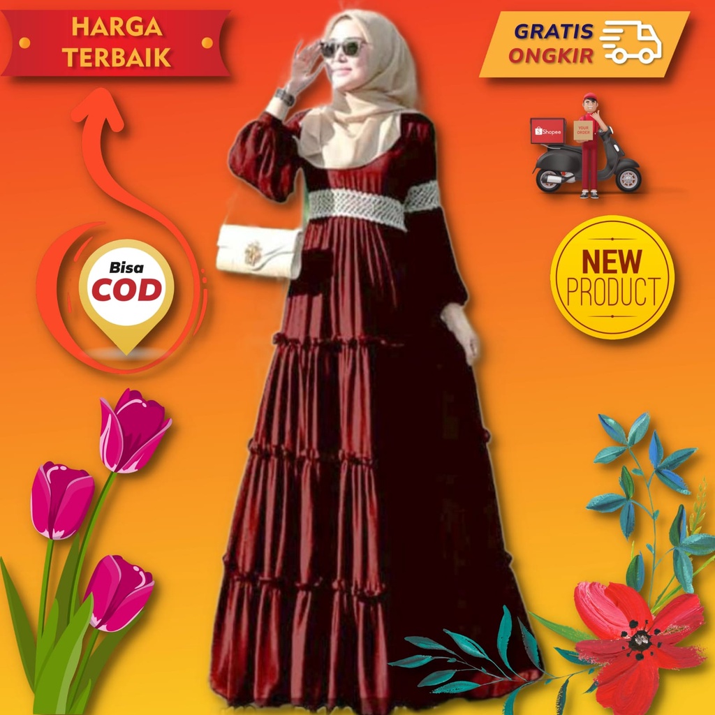DANISA MAXY Baju Gamis Wanita Lengan Panjang Terbaru  Maxy Dress Rami Ori Mix ceruty babydoll  Cutti