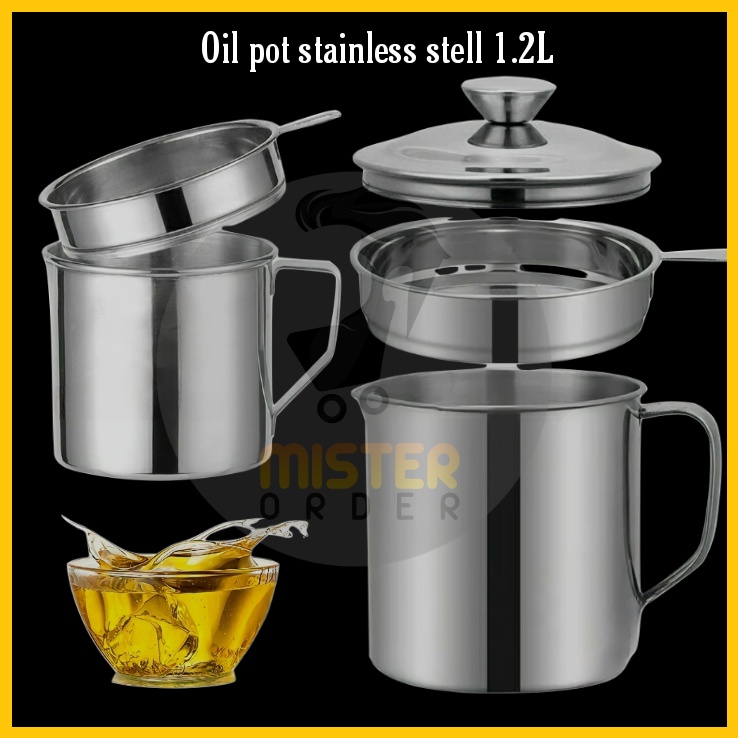 [COD] WADAH SARINGAN MINYAK GORENG 1.3L - MUG OIL POT STAINLESS STEEL