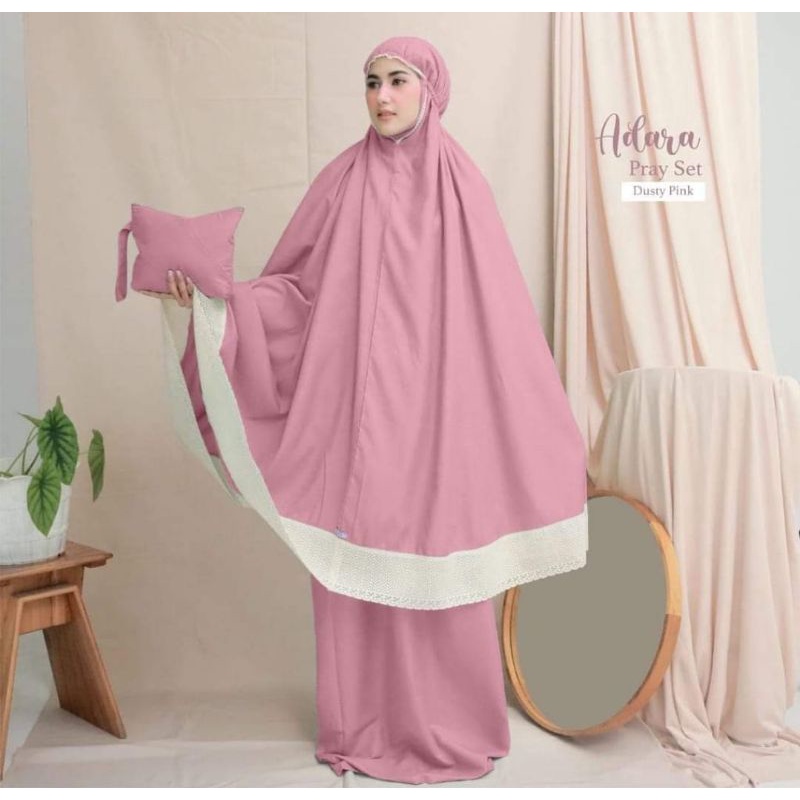 ( COD ) MUKENA ADERA KATUN POLOS DEWASA JUMBO RENDA RAJUT PREMIUM