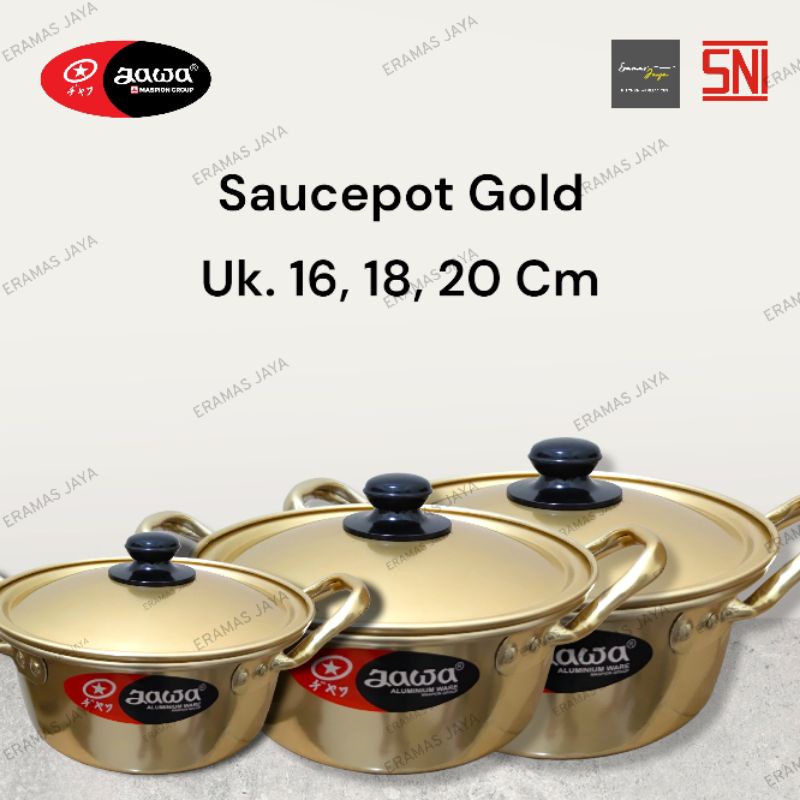 Panci Emas 16 18 20 CM Aluminium Jawa Maspion / Panci Mie Ramen Korea Gold / Panci Ramyun / Panci Mi