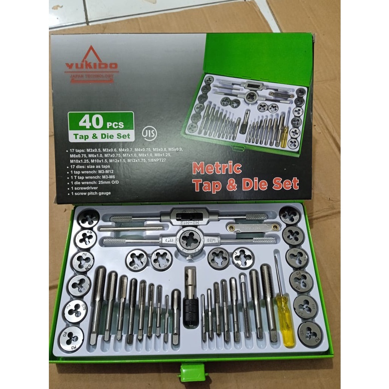 NEW Tap Die Set Alat Snai dan Tap Ulir Dart Mur Baut Alat Senai 40pcs