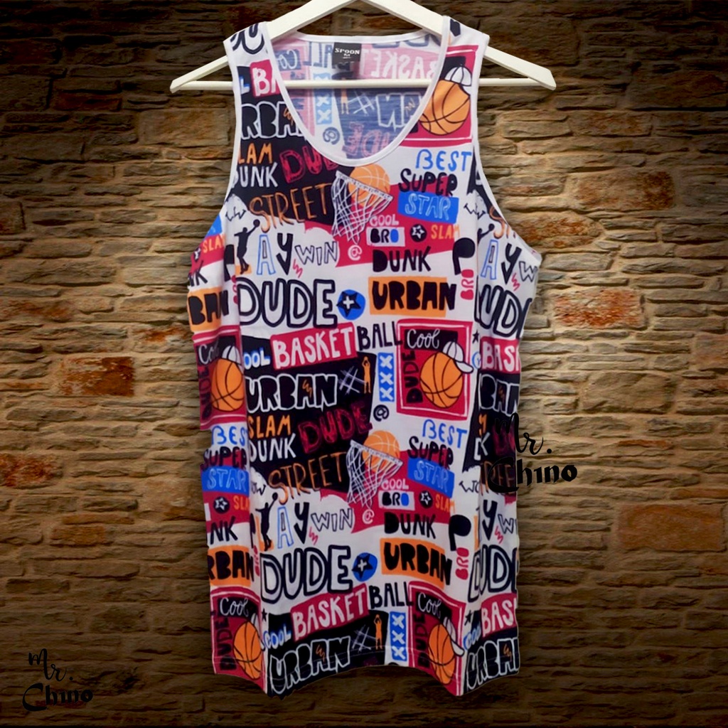 Kaos Singlet Pria Motif Basketball Urban | Baju Singlet Basket Cowok Keren | Kaos Singlet Distro Ber