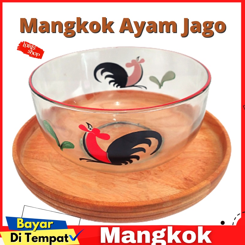 Mangkok/ Mangkuk Kaca Ayam Jago Kedaung