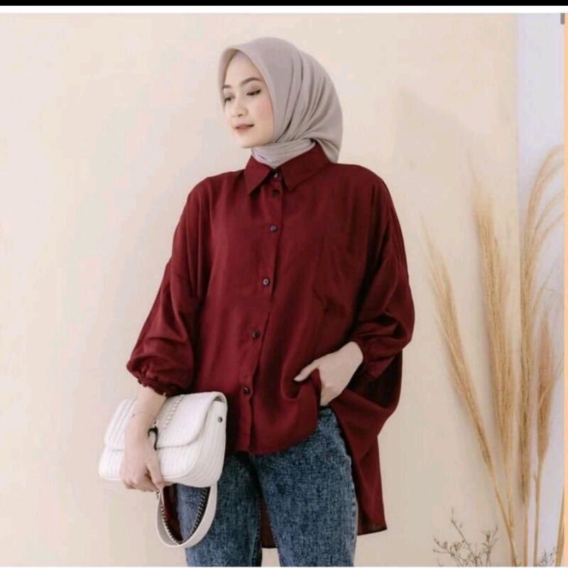 Kemeja oversize wanitaKemeja rayon oversize korea kemeja polos
