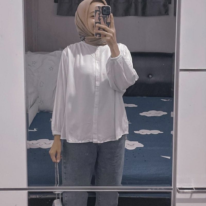 BEFAST - ZEC OOTD Blouse SENIA / Heva CRINCLE Blouse / Blouse Polos Formal / Atasan Wanita Lengan Panjang / Pakaian Kerja Wanita / Blouse Terlaris / Fashion Kekinian Remaja ABG Trendy / Blouse Outfit Wanita Hijab / Termurah