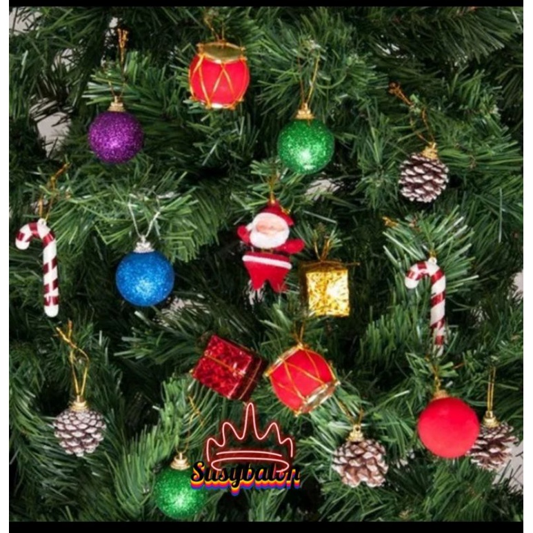 Gantungan Hiasan Aksesoris Pohon Natal ( 1set isi 14pcs )