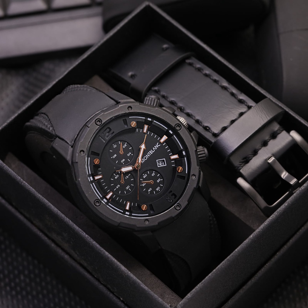 JAM TANGAN PRIA MONTBLANC RUBBER FREE TALI KULIT