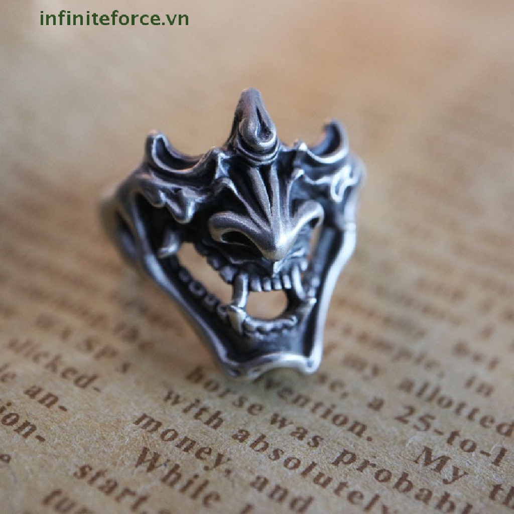 [INVN] Cincin Samurai Demon Kreatif Trendi Untuk Pria Perhiasan Cincin Terbuka Gaya Gothic Punk [VN]