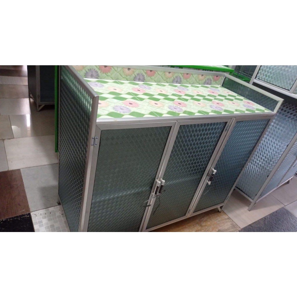 Rak Kompor Alumunium / Meja Kompor Alumunium Tyep Star 3 Pintu Rata