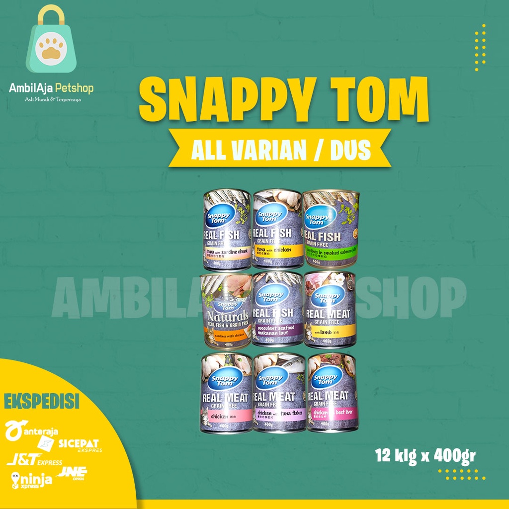 Makanan Kucing kaleng Snappy Tom 400g All Varian 1dus isi 12 pcs