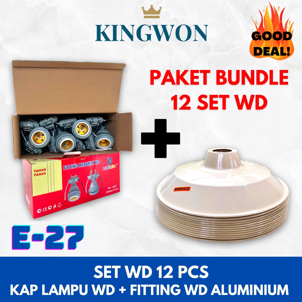 [ PAKET BUNDLE SET WD ALUMINIUM ] KAP LAMPU GANTUNG / KAP WD + FITTING GANTUNG ALUMINIUM E27 FITTING OUTFDOOR LAMPU OUTDOOR