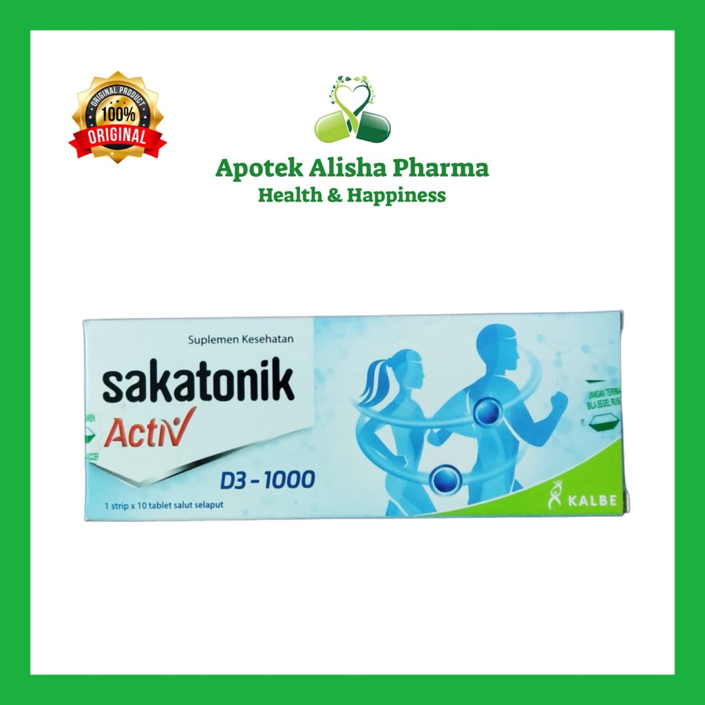 SAKATONIK ACTIV D3 1000 IU Box isi 10 tablet-Sakatonik D3 Tablet/Suplemen Vitamin D3 Untuk Tulang Gigi Sendi/Daya Tahan Tubuh