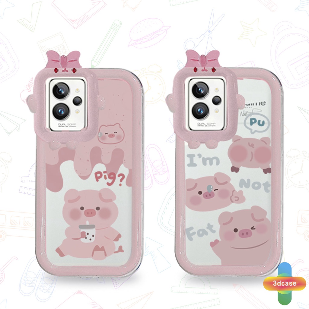 Kartun Lucu Babi Susu Teh Es Krim Case Realme C21Y C31 C35 C11 2021 C15 C21 C25 C20 C3 C12 C2 C25S 5S 5 5S 5i C17 7i 9i C1 C25Y C2 C3i 6i C20A V11 Narzo 20 10 10A 20A 30A A7 A5S A15 A16 Y12 Y20 Y15S A03 3D Busur Little Monster Lensa Sarung