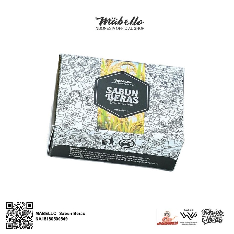 MABELLO Sabun Beras Hitam Original 100%/sabun bedda lotong/ Handmade soap/ sabun pengganti lulur