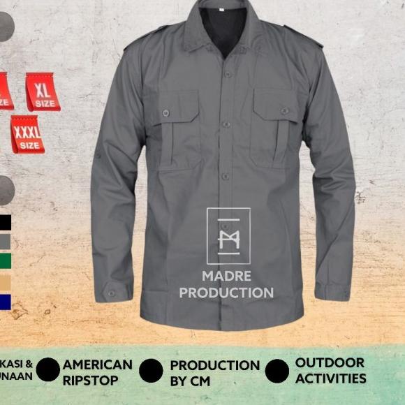 Kemeja Lapangan Pdl Panjang - Abu-abu, S
