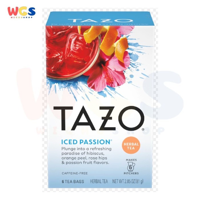 

TERMURAH TAZO Tea Iced Passion Hibiscus-Orange Peel-Rose Hip & Passion Fruit 6s /TEH DIET/TEH