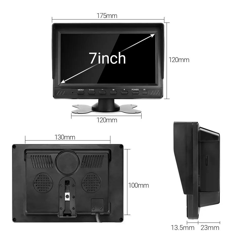 Monitor TV AHD 7&quot; MP5, CAR DVR Recording IPS Screen, Rear AHD Camera