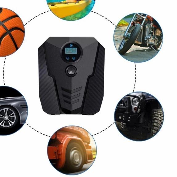 POMPA ANGIN ELEKTRIK MOBIL PORTABLE 120W KOMPRESOR ELEKTRIK DC MOBIL - Silver