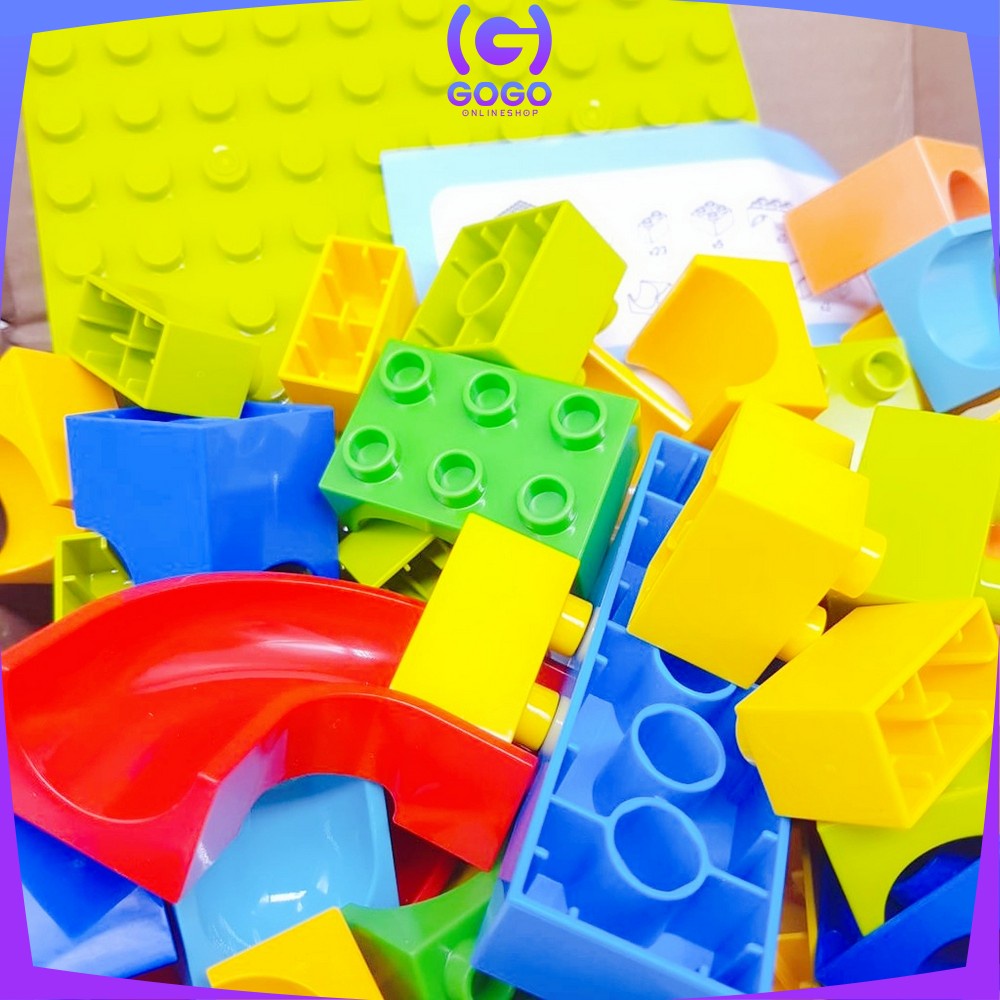 GOGO-M38 Mainan Susun Balok Kelereng Isi 50 / 56PCS Mainan Anak Block / Blok Susun / Bricks Marble Run