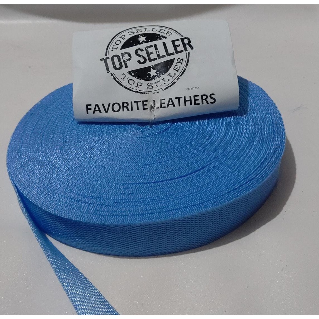 Nylon Webbing KK25 UKURAN 2,5CM /25MM / UKURAN 24METER / HARGA PER ROLL WARNA BIRU AQUA / BIRU LANGIT