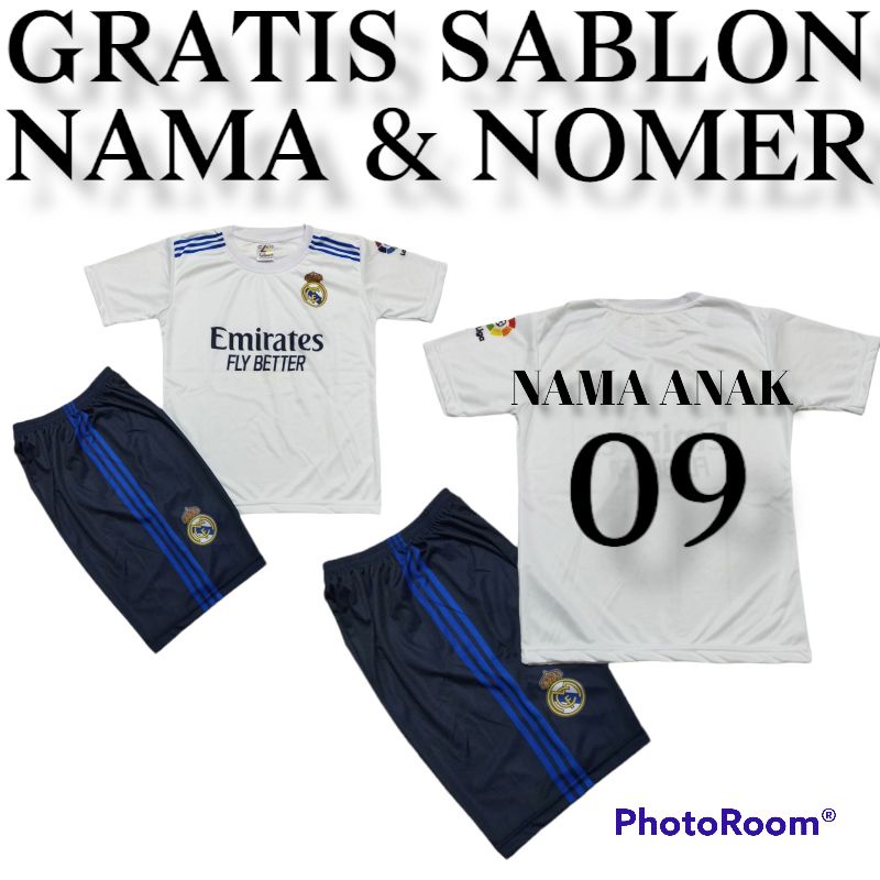 SETELAN BAJU BOLA ANAK REAL MADRID UMUR 5-12THN