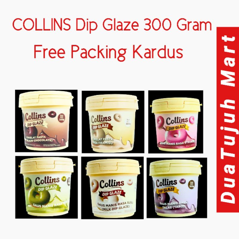 Collins Dip Glaze 300 Gram Kemasan Ember/Cokelat/Tiramizu/Strawberry/Taro/Susu?Green Tea