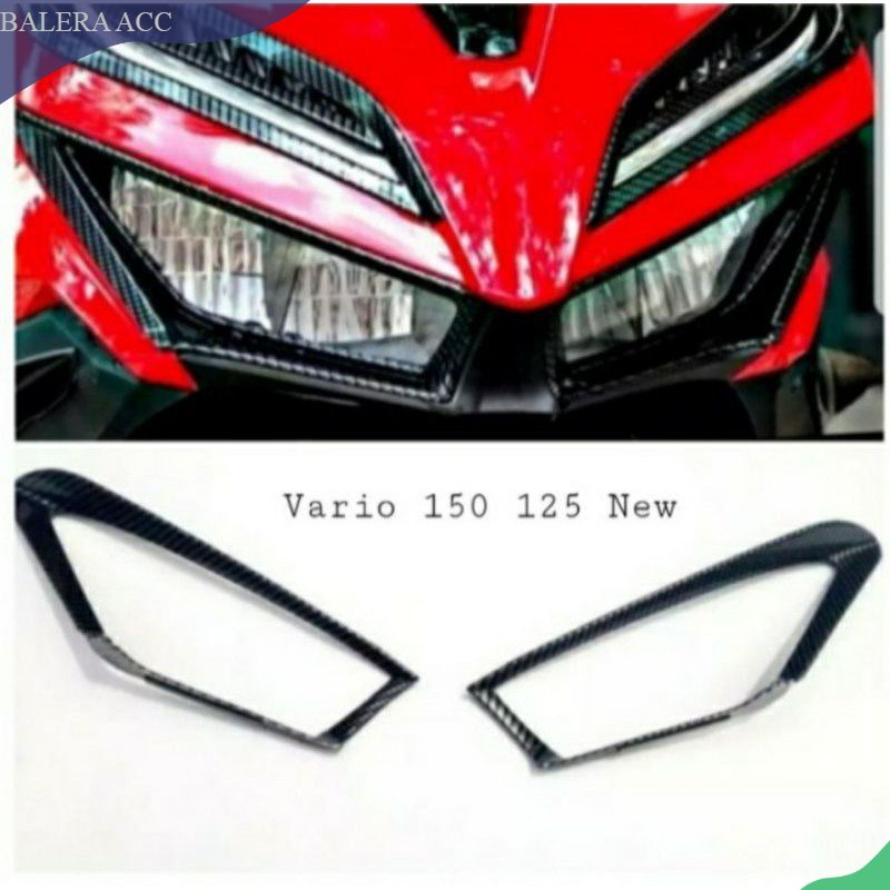 Cover lis Garnish Lampu Depan Vario 150 125 New 2018 Carbon