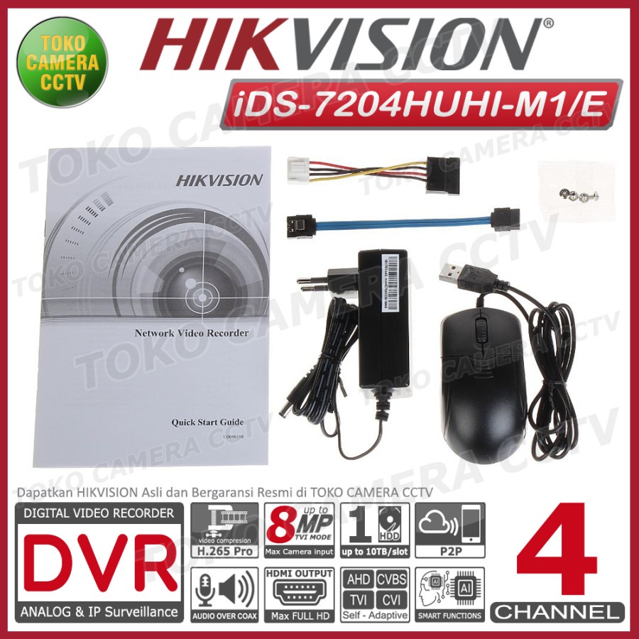 DVR HIKVISION 4 CHANNEL iDS-7204HUHI-M1/E DVR 4CH 5MP 8MP