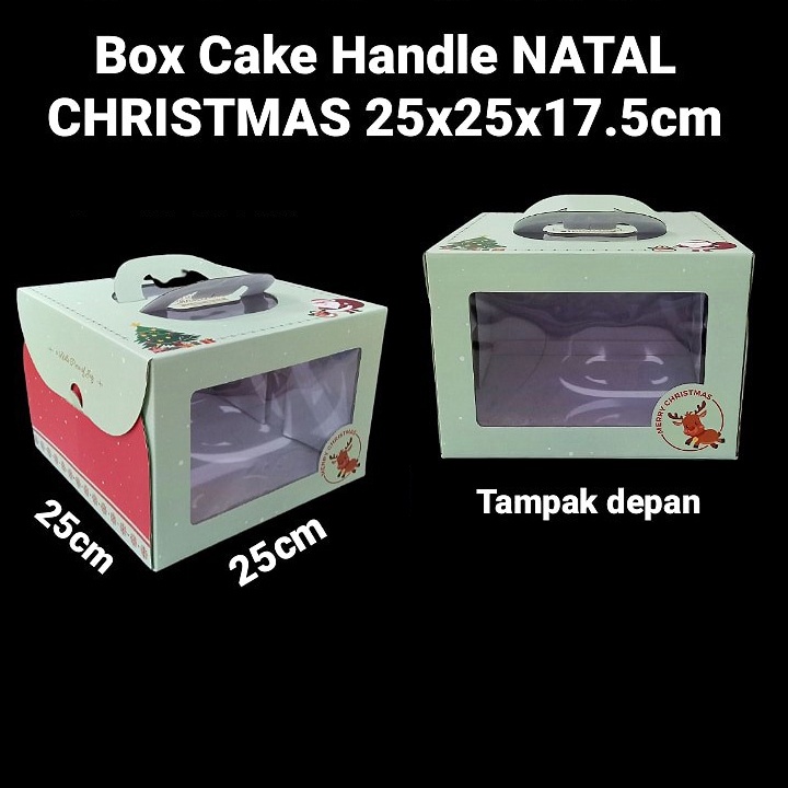 

kardus tenteng chiffon cake natal box jinjing kemasan kue merry christmas kotak xmas ukuran 25x25x17 cm