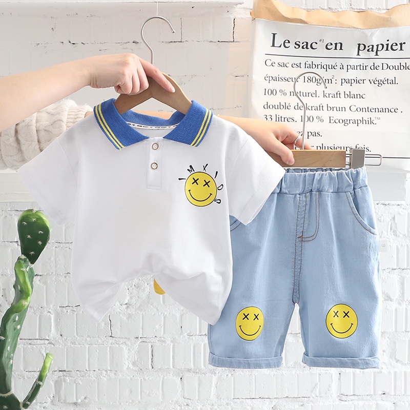 Setelan Anak Laki Laki 2pcs Baju Anak ALDO Kaos dan Celana Jeans Import