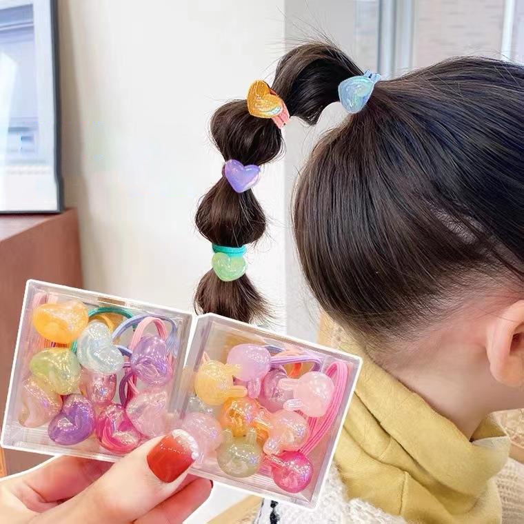 10 Pcs / Set Ikat Rambut Ponytail Simple Nyaman Untuk Anak