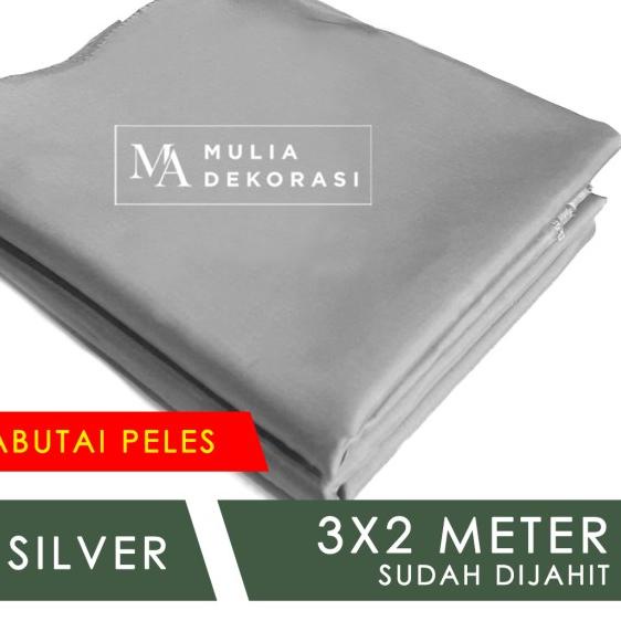 Kain Abutai Peles Dekorasi Backdrop Dijahit Nikahan Lamaran Syukuran - Putih, Kain + Tali