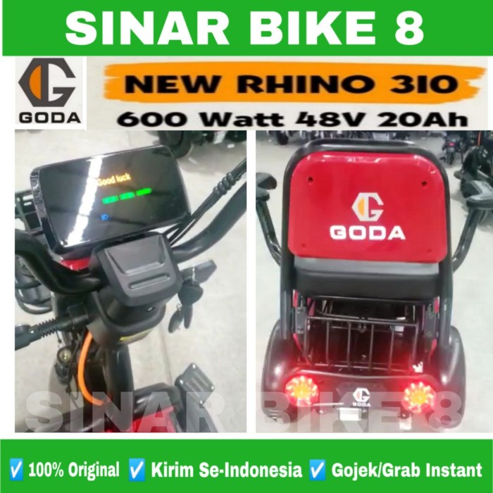 Sepeda Motor Listrik GODA NEW RHINO 310 Roda Tiga 600 Watt Electric