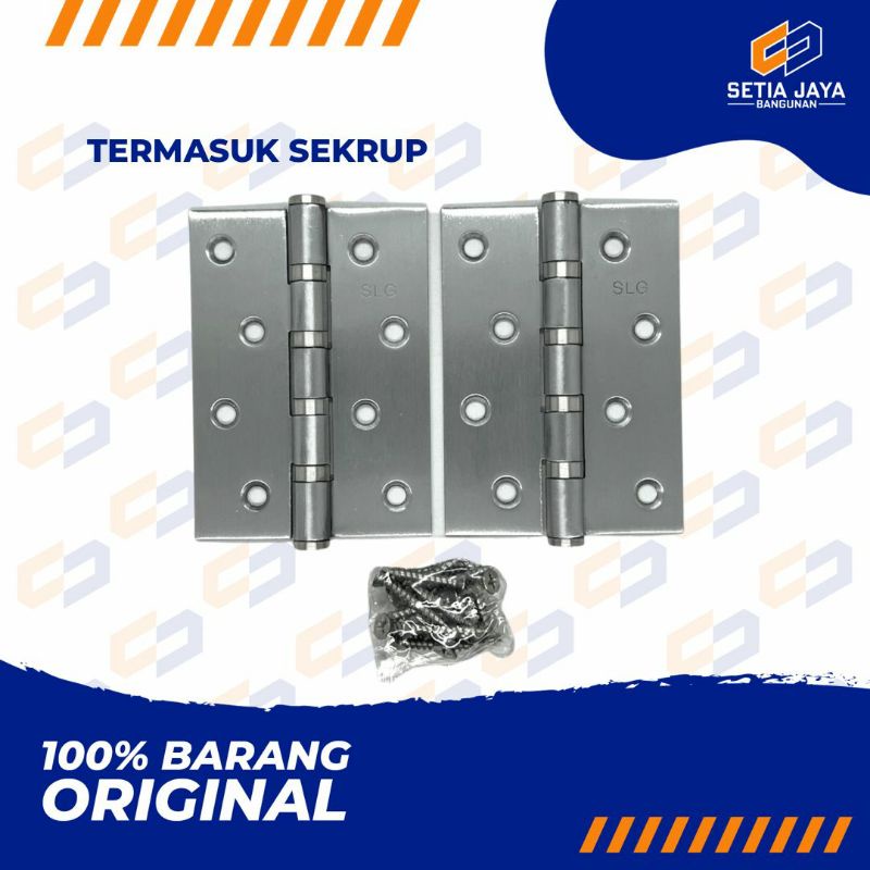 Engsel Pintu / Lemari SLG Stainless Steel Tebal 4 Inch