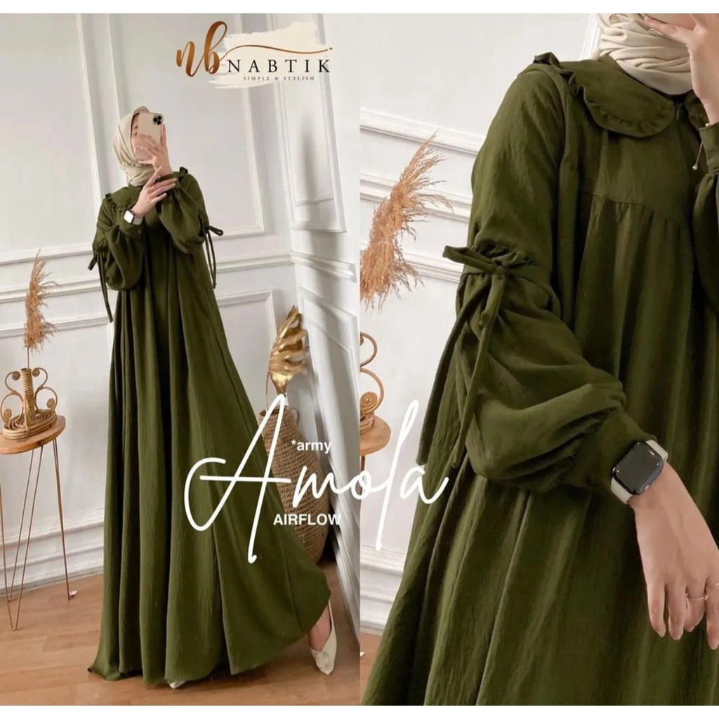 Baju Gamis Wanita Muslim Terbaru Amola Dress cantik Murah kekinian