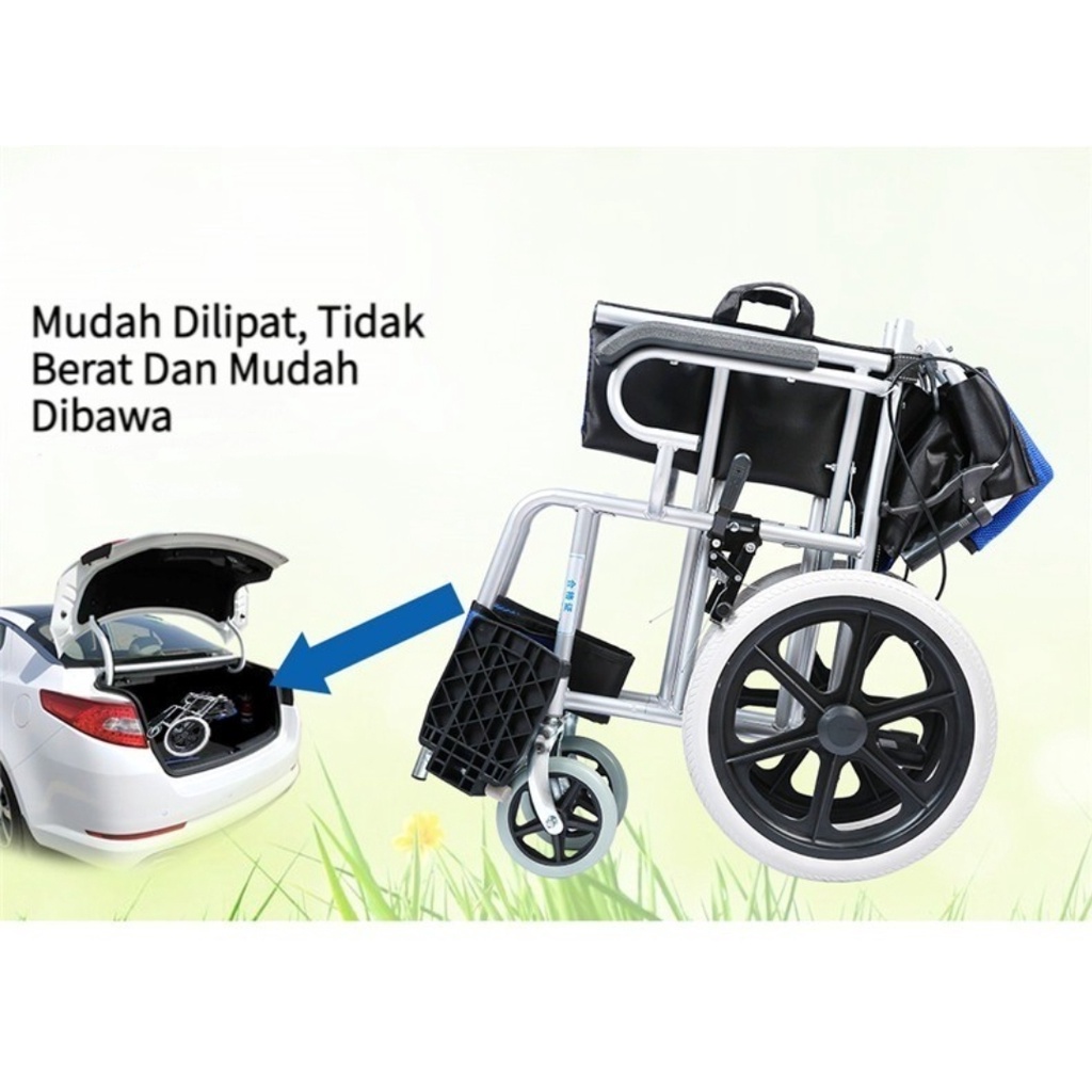 Furnibest Kursi Roda Lipat Portable Traveling Kursi Roda Medis