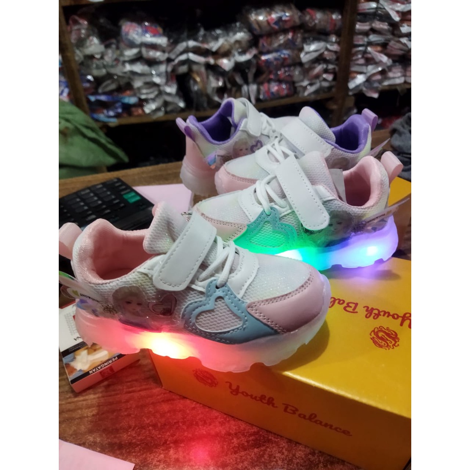 Sepatu Sneaker Anak Perempuan Import Youth Balance J2215-1 (21-30) Sepatu anak LED Terlaris